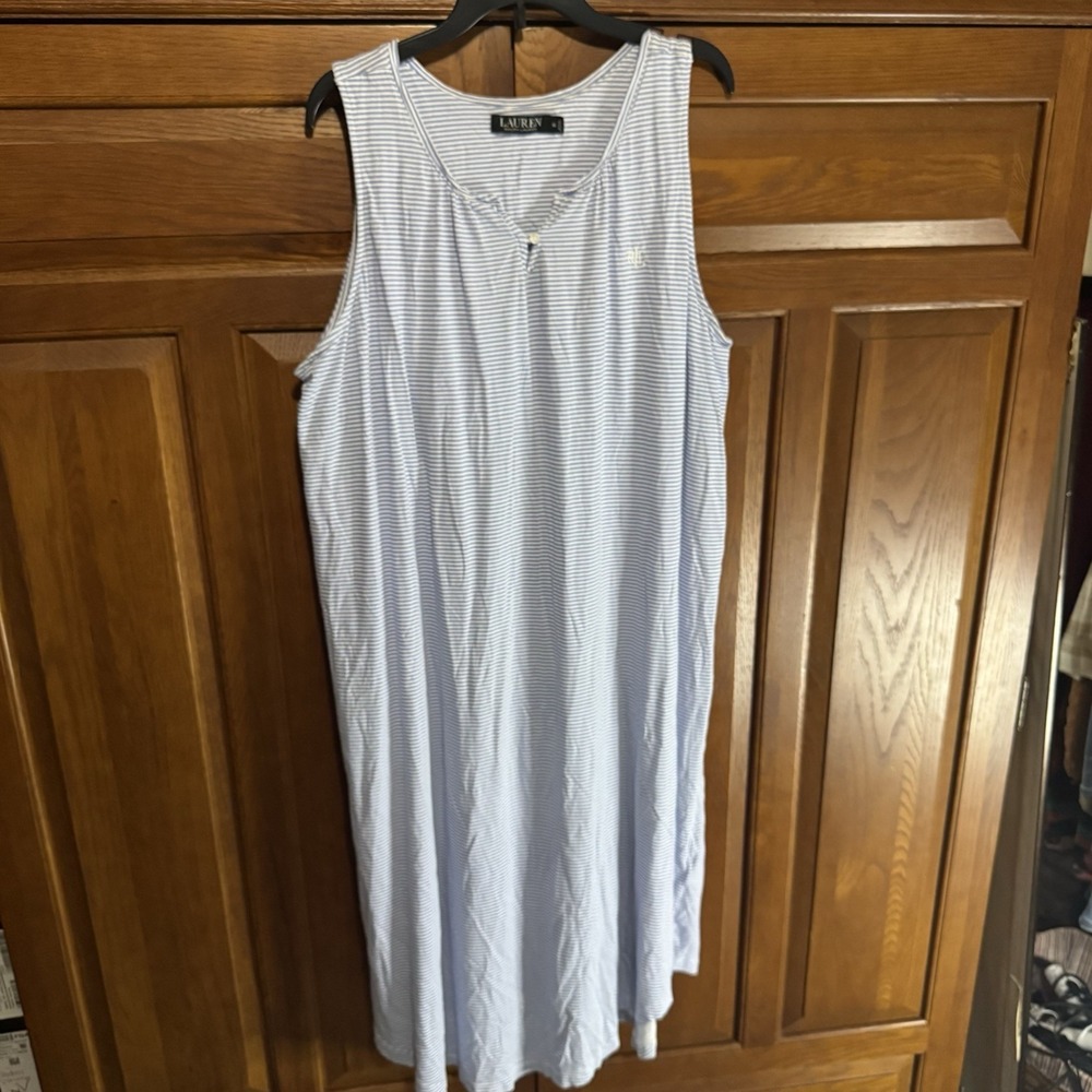 Lauren‎ Ralph Lauren Sleeveless Blue/White Striped Nightgown Women's Size XL